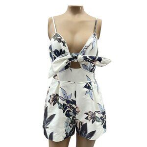 Keepsake The Label Coming Home Playsuit White Floral‎ Romper Bow w/ Straps S